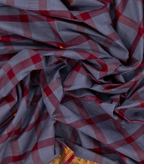 Grey Woven Kadapa Cotton Saree With Checks & Buttas-KN0683