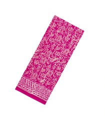 Hot Pink Printed Jaipur Cotton Saree With Tribal Motifs-JC1501