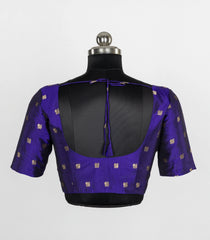 Purple Readymade Tussar Silk Blouse With Zari Buttas-RB5245