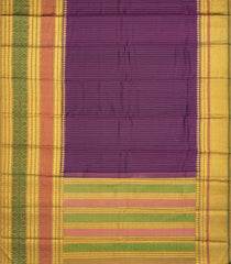 Purple Handloom Korvai Kanchipuram Silk Saree With Zari Stripes-KA12701
