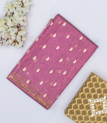 Dusty Pink Banarasi Tissue Silk Saree With Mango Buttas