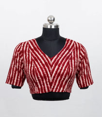 Maroon Printed Ready Made Blouse With Front & Back High Neck-RB5181