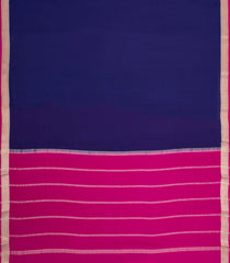 Navy Blue Woven Mysore Silk Saree With Contrast Border-MS3750
