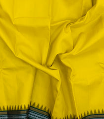 Lemon Yellow Handloom Korvai Kanchipuram Silk Saree With Temple Border-KA15199