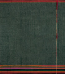 Bottle Green Handloom Bengal Cotton Saree With Stripes-BG1600