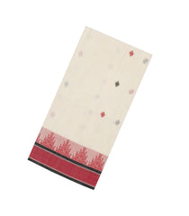 Off White Handwoven Bengal Cotton Saree With Diamond Buttas-BG1516