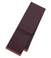 Black Handloom Kanchipuram Silk Saree With Silk Checks-KA15701