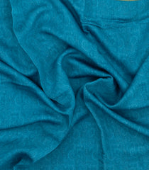 Blue Printed Tussar Silk Saree With Floral Motifs-TU3617