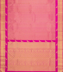Pink Handloom Kanchipuram Silk Saree With Rudraksham Motifs & Zari Border-KA16751
