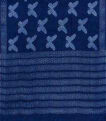 Indigo Printed Jaipur Cotton Saree With Floral Motifs-JC1684