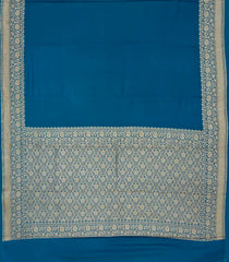 Royal Blue Handwoven Banarasi Khadi Georgette Silk Saree With Floral Motifs-BE1724