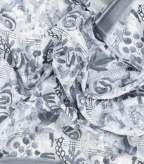 Off White Woven Synthetic Jute Saree With Printed Floral Motifs-BL4189