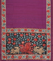 Magenta Printed Synthetic Tussar Silk Saree With Contrast Border-SY0101