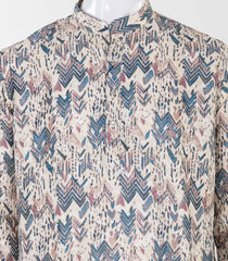 Beige Mid Length Kurta with zig zag print -EW1104