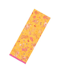 Mango Yellow Printed Crepe Silk Saree With Floral Motifs-PS0914