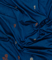 Blue Handloom Bengal Cotton Saree With Floral Buttas-BG1588