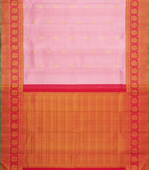BubbleGum Pink Handloom Korvai Kanchipuram Silk Saree With Zari Buttas-KA16676