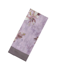 Lavender Printed Synthetic Tussar With Contrast Zari Border-SY0280
