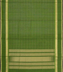 Leaf Green Handloom Silk Cotton Saree With Zari Checks-SC4796