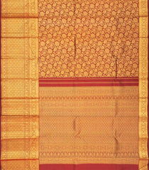Maroon Handloom Kanchipuram Silk Saree With Floral Vine Motifs-KA13438
