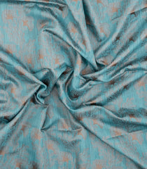 Cyan Woven Art Linen Saree With Floral Motifs-BL5647