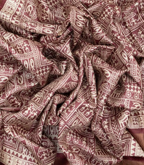 Dusty Pink Handloom Tussar Silk Saree With Printed Tribal Motifs-TU2642