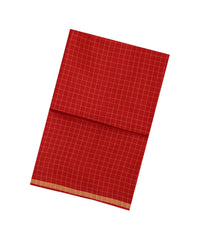 Red Woven Tussar Silk Saree With Checks-TU3510