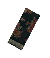 Bottle Green Printed Synthetics Brasso Saree With Floral Motifs-BL5311