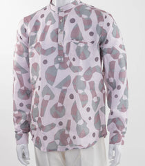 Bubblegum pink short kurta with modern art print-EW1114