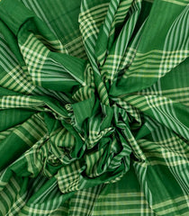Green Woven Kadappa Cotton Saree With Checks-KN0718