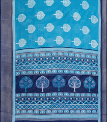 Sky Blue Printed Synthetic Dola Saree With Zari Stripes & Border-BL5395
