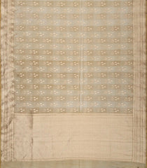 Taupe Handloom Organza Soft Silk Saree With Floral Motifs-SO4141