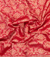 Red Handloom Kanchipuram Silk Saree With Floral Zari Motifs-KA16141