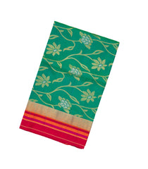 Aquamarine Handloom Soft Silk Saree With Floral Vine Motifs-SO4301