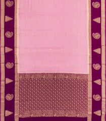 Baby Pink Woven Art Crepe   Saree With Buttas & Contrast Border-BL5116