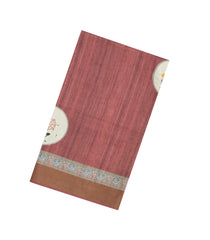 Dusty Peach Printed Synthetic Tussar Silk Saree With Zari Border-SY0072
