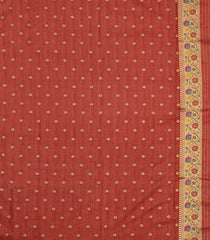 Red Woven Art Dupion Saree With Buttas & Tie and Dye Border-BL5910