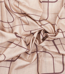 Taupe Printed Synthetic Dupion Saree With Contrast Border-SY0279