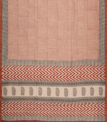 Rust Printed Chanderi Cotton Saree With Geometric Motifs-CC1763