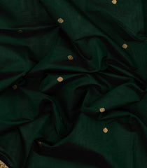 Bottle Green Handloom Silk Cotton Saree With Kamalam Buttas-SC3960