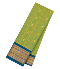 Light Green Handloom Gadwal Silk Cotton Saree With Zari Checks & Buttas -GA0287