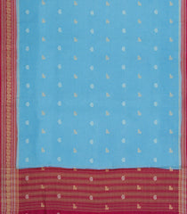 Sky Blue Woven Blended Viscose Saree With Checks & Buttas-BL5697