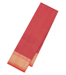 Red Handloom Kanchipuram Silk Saree With Houndstooth Motifs-KA14545