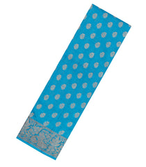 Sky Blue Woven Tussar Silk Saree With Floral Buttas-TU3589