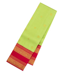 Light Green Handloom Korvai Kanchipuram Silk Saree With Zari Buttas-KA15370