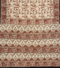 Cream Printed Jaipur Cotton Saree With Printed Tribal Motifs-JC1786