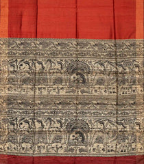 Crimson Handloom Dupion Silk Saree With Printed Princess Motifs