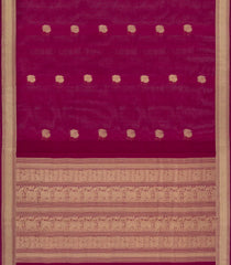 Magenta Handloom Village Cotton Saree With Buttas-VC1613