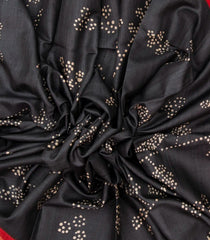 Black Handloom Tussar Silk Saree With Printed Shibori Motifs-TU2731