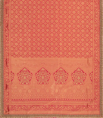 Pink Woven Pure Silk Saree With Floral Motifs & Hand Embroidered Selvage-EN1805